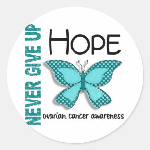Sticker Rond Le cancer de l'ovaire n'abandonne jamais le papill