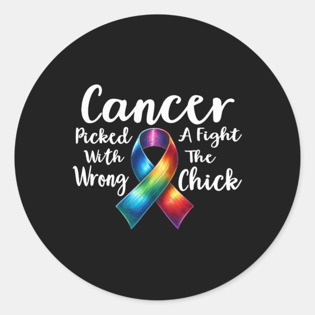 Sticker Rond Le Cancer Du Sein A Combattu Le Mauvais Pouce (Devant)