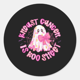 Sticker Rond Le Cancer Du Sein Est Botte Feuille Fantôme Rose C