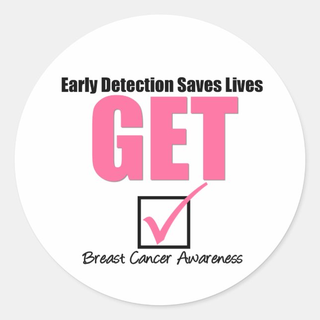 Sticker Rond Le cancer du sein obtiennent v4 vérifié (Devant)