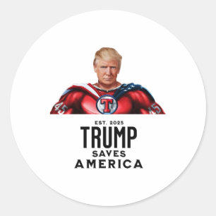 Sticker Rond Le capitaine Trump sauve l'Amérique