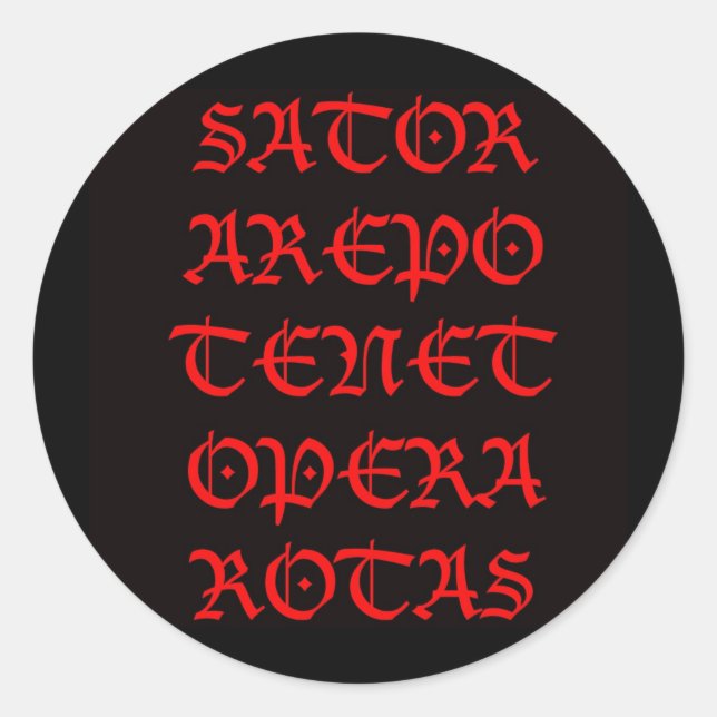 Sticker Rond Le Carré Sator (lettre noire de Lucida) (Devant)