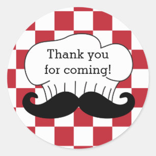 Sticker Rond Le Casquette du chef Mustache Parti Pizza Italien 