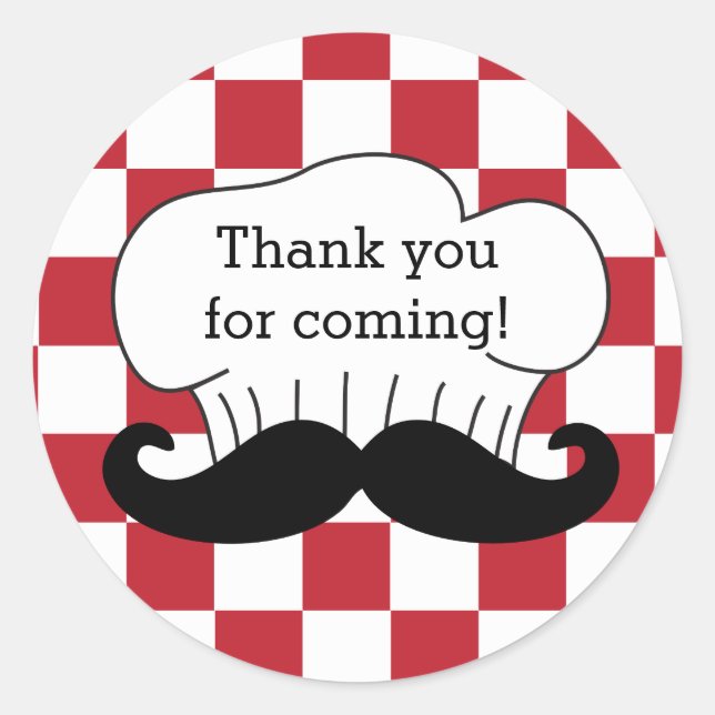 Sticker Rond Le Casquette du chef Mustache Parti Pizza Italien  (Devant)