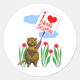 Sticker Rond Le castor canadien aime la Nouvelle-Écosse