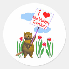 Sticker Rond Le castor canadien aime le Yukon