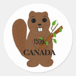 Sticker Rond Le castor canadien célèbre le Canada