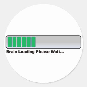 Sticker Rond Le cerveau chargeant svp attendent…