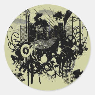Sticker Rond Le chaos urbain