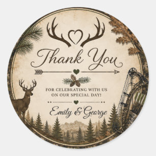 Sticker Rond Le Chasse Est Terminée Camouflage Mariage Envelope