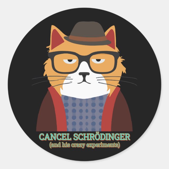 Sticker Rond Le chat de Schrodinger (Devant)