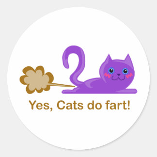 Sticker Rond Le chat qui pète, la peur du chat !