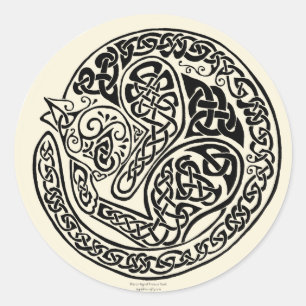 Sticker Rond Le chat rêve l'ivoire noir celtique