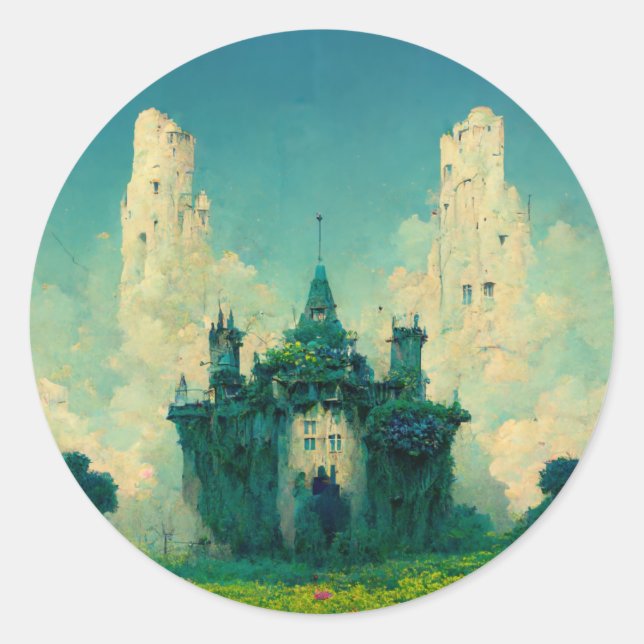 Sticker Rond Le Château Abandonné Imaginaire Sci-Fi (Devant)
