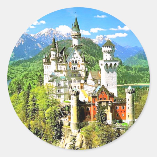 STICKER ROND LE CHÂTEAU DE NEUSCHWANSTEIN, ALLEMAGNE (Devant)