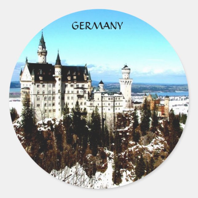 STICKER ROND LE CHÂTEAU DE NEUSCHWANSTEIN, ALLEMAGNE (Devant)