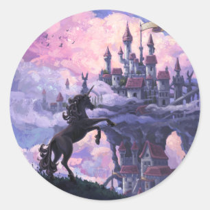 Sticker Rond Le château de Unicorn