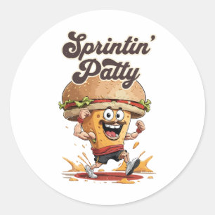 Sticker Rond Le Cheeseburger qui court