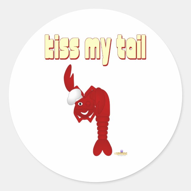 Sticker Rond Le chef du homard rouge baise ma queue (Devant)
