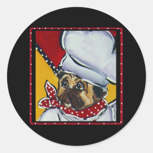 Sticker Rond Le Chef Pug