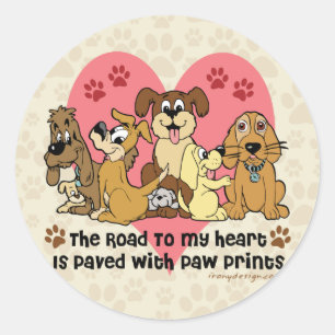 Sticker Rond Le Chemin Vers Mes Chiens Du Coeur