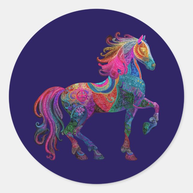 Sticker Rond Le Cheval Brodé (Devant)