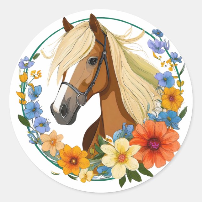 Sticker Rond Le Cheval De La Dame (Devant)
