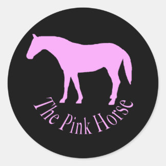 Sticker Rond Le Cheval Rose