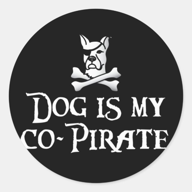 Sticker Rond Le chien est mon co-pirate (Devant)