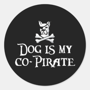 Sticker Rond Le chien est mon co-pirate