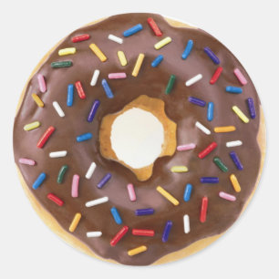 Sticker Rond Le chocolat arrose le beignet