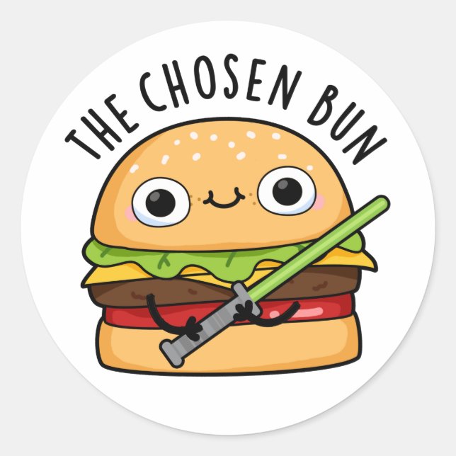 Sticker Rond Le Chosen Bun Funny Food Warrior Bun Pun (Devant)