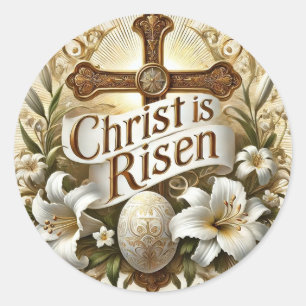 STICKER ROND LE CHRIST EST RESSUSCITÉ FLORAILLE DE PÂQUES