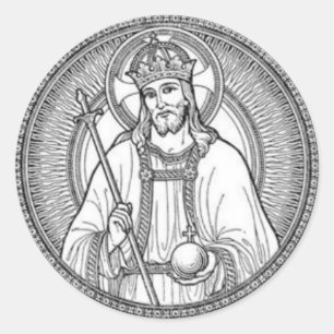 Sticker Rond Le Christ schéma Roi Black et blanc