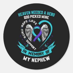 Sticker Rond Le ciel a besoin d'un héros Dieu a pris mon suicid