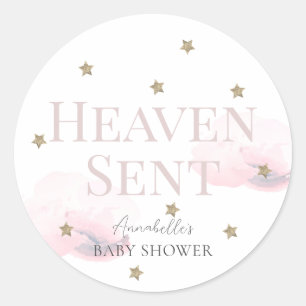 Sticker Rond Le ciel a envoyé Baby shower de fille de nuage ros
