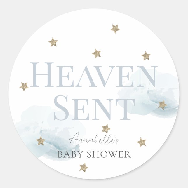 Sticker Rond Le ciel a envoyé Blue Cloud Boy Baby shower (Devant)