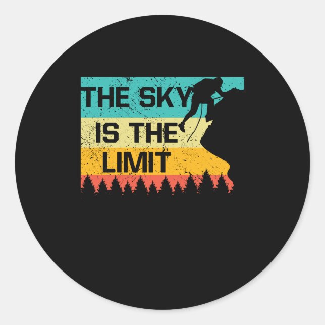 Sticker Rond Le Ciel Est La Limite Rétro Escalade Peak Sky (Devant)