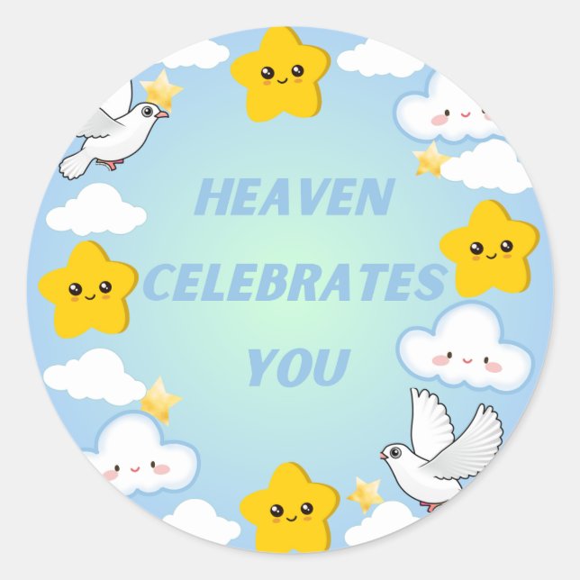 Sticker Rond Le Ciel vous célèbre Chrétien (Devant)
