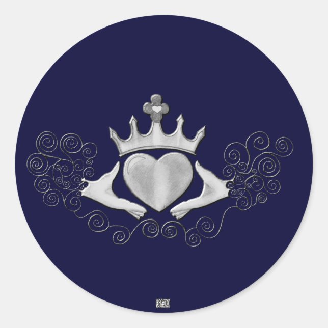 Sticker Rond Le Claddagh (Argent) (Devant)