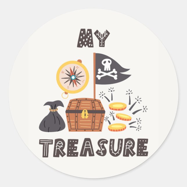 Sticker Rond Le coffre au trésor du pirate (Devant)