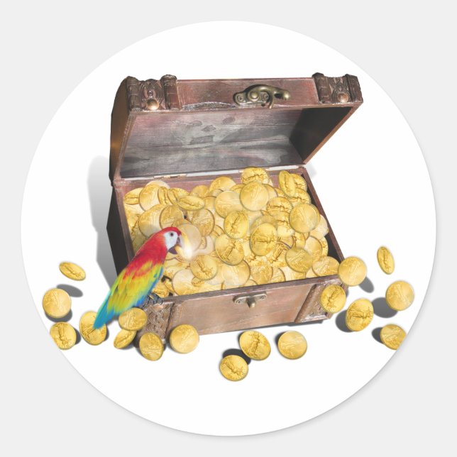 Sticker Rond Le coffre au trésor d'un pirate (Devant)