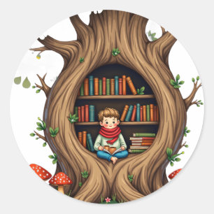 Sticker Rond Le coin de l'arbre creux