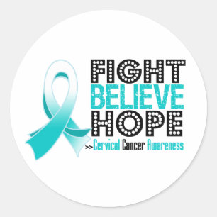 Sticker Rond Le combat croient l'espoir - cancer du col de