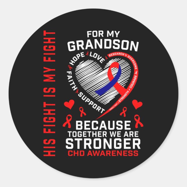 Sticker Rond Le combat est mon grand-fils combat Conscience de  (Devant)