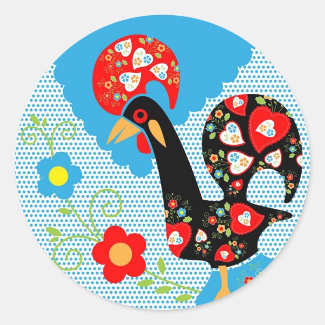 Sticker Rond Le coq portugais de Barcelos (Devant)