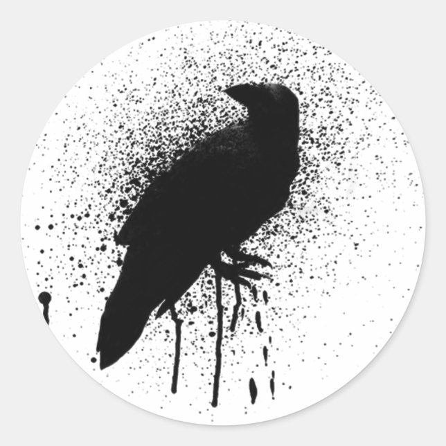 Sticker Rond Le corbeau noir (Devant)