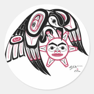 Sticker Rond Le corbeau vole le soleil