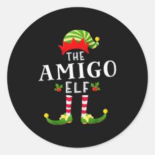 Sticker Rond Le costume de Noël assorti de l'elfe Amigo