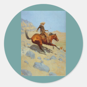 Sticker Rond Le Cowboy de Frederic Remington (1902)